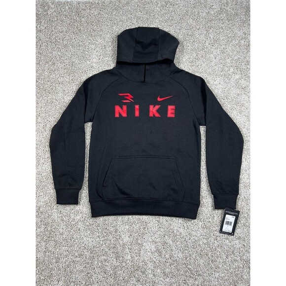 Nike Other - Nike 3Brand Boys Hoodie Black Red Logo Pullover Fleece Youth M NWT